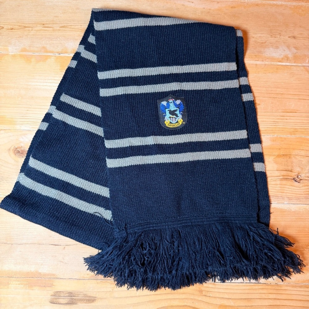 Harry Potter Ravenclaw Scarf Navy Blue‎ Grey Striped Knit Hogwarts Cosplay 9x68